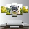Smiling Pug - Animal 5 Panel Canvas Art Wall Decor