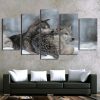 Snow Wolf 5 - Animal 5 Panel Canvas Art Wall Decor