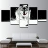 Snow Wolf Running - Animal 5 Panel Canvas Art Wall Decor