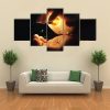 Solar System In Two Hands - Abstract 5 Panel Canvas Art Wall Decor