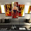 Songoku Super Saiyan Dragon Ball Z - Anime 5 Panel Canvas Art Wall Decor