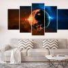 Space Planet Galaxy - Space 5 Panel Canvas Art Wall Decor