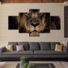 Stare lion - Animal 5 Panel Canvas Art Wall Decor