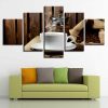 Steaming Hot Coffee And Coffee Beans - Nature 5 Panel Canvas Art Wall Decor
