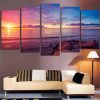 Stone Sunset Seaview - Nature 5 Panel Canvas Art Wall Decor