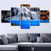 Stone Waterfall Beautiful 2 - Nature 5 Panel Canvas Art Wall Decor