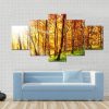 Sun In The Autumn Forest - Nature 5 Panel Canvas Art Wall Decor