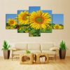 Sunflower Day 01 - Nature 5 Panel Canvas Art Wall Decor