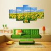 Sunflower Field 02 - Nature 5 Panel Canvas Art Wall Decor