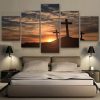 Sunrise From Mount Calvary Golgotha - Religion 5 Panel Canvas Art Wall Decor