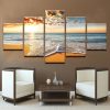 Sunrise On The Beach - Nature 5 Panel Canvas Art Wall Decor