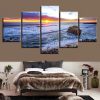 Sunset Beach Sea Wave 01 - Space 5 Panel Canvas Art Wall Decor