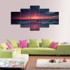 Sunset Flash - Nature 5 Panel Canvas Art Wall Decor