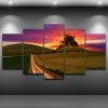 Sunset Lover Hill - Nature 5 Panel Canvas Art Wall Decor