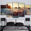 Sunset On Rocky Beach - Space 5 Panel Canvas Art Wall Decor