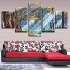 Sunshine Through The Trees - Nature 5 Panel Canvas Art Wall Decor