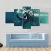 Swimming Elephant Underwater - Animal 5 Panel Canvas Art Wall Decor