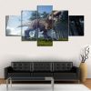 T-Rex 01 - Animal 5 Panel Canvas Art Wall Decor