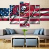Tampa Bay Buccaneers Usa Flag - Abstract 5 Panel Canvas Art Wall Decor