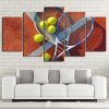 Tennis Racket Balls - Sport 5 Panel Canvas Art Wall Decor