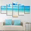 The Perfect White Sand Beach - Ocean 5 Panel Canvas Art Wall Decor