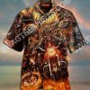 The Skull Biker Fire All Over Printed Hawaiian Shirt
