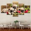 Three Puppies - Animal 5 Panel Canvas Art Wall Decor