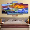 Tidal Seascape Sunset - Nature 5 Panel Canvas Art Wall Decor
