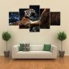 Tiger Attack To Other Tiger - Animal 5 Panel Canvas Art Wall Decor