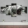 Tiger Yawning - Animal 5 Panel Canvas Art Wall Decor