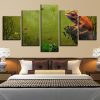 Toad Dragonfly Butterfly Pond - Animal 5 Panel Canvas Art Wall Decor