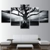 Tree And Buddha Abstract Meditation Monk - Religion 5 Panel Canvas Art Wall Decor