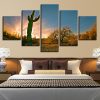 Tree Cactus Sunshine - Nature 5 Panel Canvas Art Wall Decor
