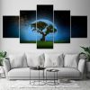 Tree Moon And Dog - Nature 5 Panel Canvas Art Wall Decor