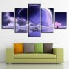 Tree Moon Planet - Space 5 Panel Canvas Art Wall Decor