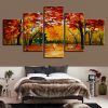 Trees Park - Abstract 5 Panel Canvas Art Wall Decor