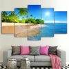 Tropical Beach Ocean - 5 Panel Canvas Art Wall Decor