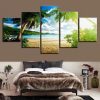 Tropical Beach Paradise - Ocean 5 Panel Canvas Art Wall Decor