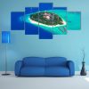 Tropical Island At Maldives Aerial - Nature 5 Panel Canvas Art Wall Decor