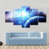 Two Planets With Bright Stars - Space 5 Panel Canvas Art Wall Decor