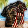 Veteran Land Of The Free Us Flag Hawaiian Shirt