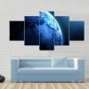 View Of Planet From Space - Space 5 Panel Canvas Art Wall Decor