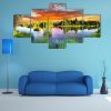 View Of The Snake River And Tetons In Wyoming - Nature 5 Panel Canvas Art Wall Decor