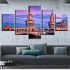 Vintage Buildings And Bridge Towers - Nature 5 Panel Canvas Art Wall Decor
