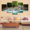 Waterfall River Forest - Nature 5 Panel Canvas Art Wall Decor