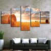 Wheat Field Farm Hay Bale - Nature 5 Panel Canvas Art Wall Decor
