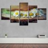 White Chrysanthemum - Nature 5 Panel Canvas Art Wall Decor