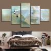 White Horse 10 - Animal 5 Panel Canvas Art Wall Decor