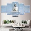 White Marble Buddha - Religion 5 Panel Canvas Art Wall Decor