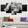 White Tiger 06 - Animal 5 Panel Canvas Art Wall Decor